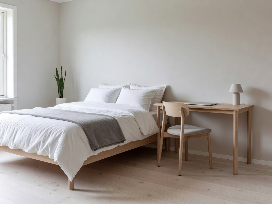 Nordic Comfort Room queen-sänky ja työpöytä