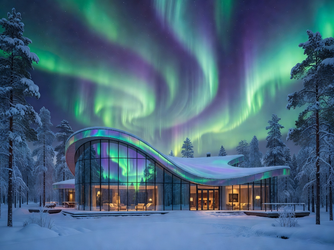 Revontulet Suomen taivaalla inspiraationa hotellin teemalle
